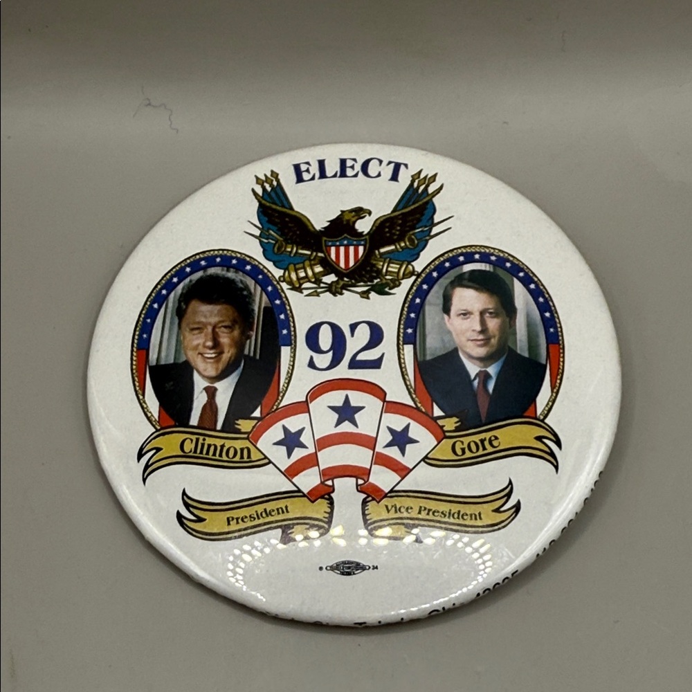 Vintage 1992 Political Campaign Presidential Clinton Gore Election Button Pin